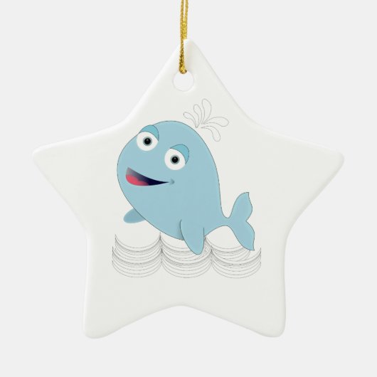 Blauwe walvis keramisch ornament (Voorkant)