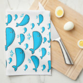 Blauwe walvis keuken handdoek (Quarter Fold)
