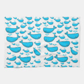Blauwe walvis keuken handdoek (Horizontaal)