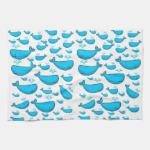 Blauwe walvis keuken handdoek