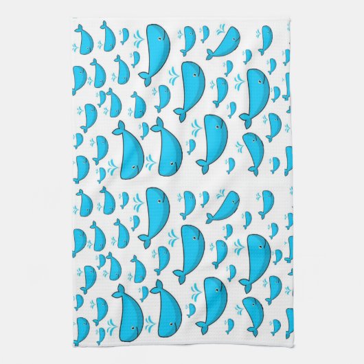 Blauwe walvis keuken handdoek (Verticaal)