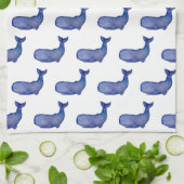 Blauwe walvis keukenhanddoek (Gevouwen)