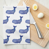 Blauwe walvis keukenhanddoek (Quarter Fold)