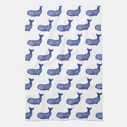 Blauwe walvis keukenhanddoek (Verticaal)