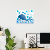 Blauwe walvis kinderkamer muurdecoratie poster (Thuiskantoor)