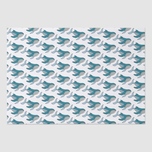 Blauwe Walvis knuffel kinderpatroon Tissuepapier (Voorkant)