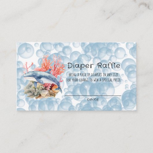 Blauwe walvis koraal rif bubbels jongen luier raff visitekaartje (Voorkant)