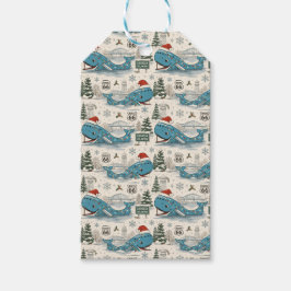 Blauwe Walvis Kousenstopper Kerstvreugde Cadeaulabel