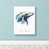 Blauwe Walvis Kust Muur Decor Canvas Afdruk (Insitu (Houten vloer))