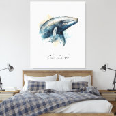 Blauwe Walvis Kust Muur Decor Canvas Afdruk (Insitu (Slaapkamer))