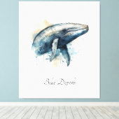 Blauwe Walvis Kust Muur Decor Canvas Afdruk (Insitu (Houten vloer))