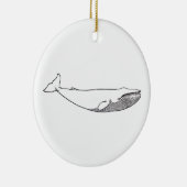 Blauwe walvis (lijnkunst) keramisch ornament (Rechts)