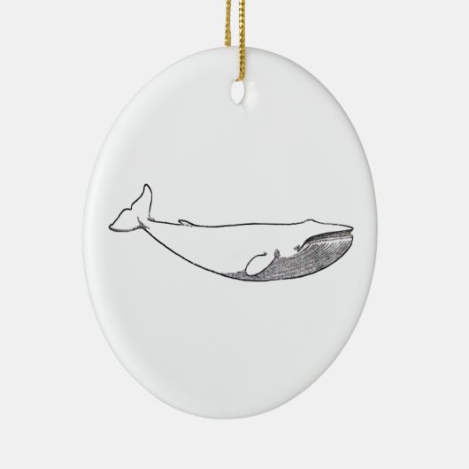 Blauwe walvis (lijnkunst) keramisch ornament (Rechts)