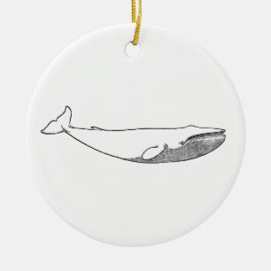 Blauwe walvis (lijnkunst) keramisch ornament