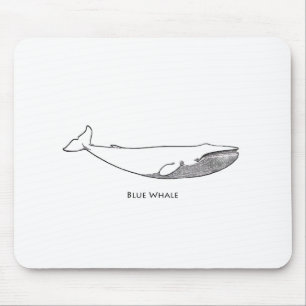 Blauwe walvis (lijnkunst) muismat