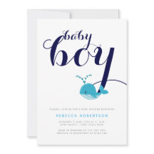 Blauwe walvis marine typografie baby jongen douche