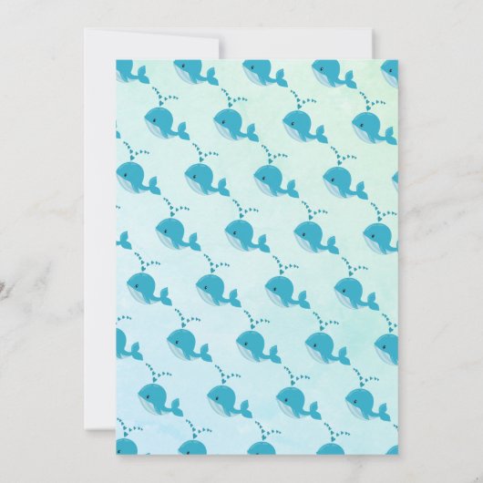 Blauwe walvis marine typografie oceaan baby jongen kaart (Achterkant)