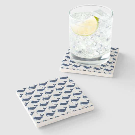 Blauwe Walvis, Maritiem Stenen Onderzetter (Zijkant)