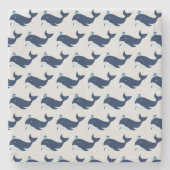 Blauwe Walvis, Maritiem Stenen Onderzetter (Voorkant)