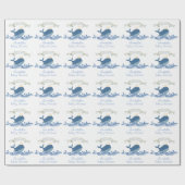 Blauwe walvis met Baby shower van gekweekte Nautic Cadeaupapier (Vlak)