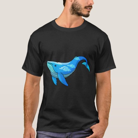 Blauwe walvis met wolken t-shirt (Voorkant)