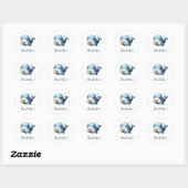 Blauwe walvis met zonnebloemen Dank u Ronde Sticker (Vel)
