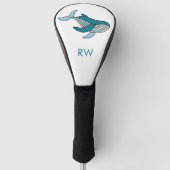 Blauwe Walvis Monogram  Golfheadcover (Voorkant)