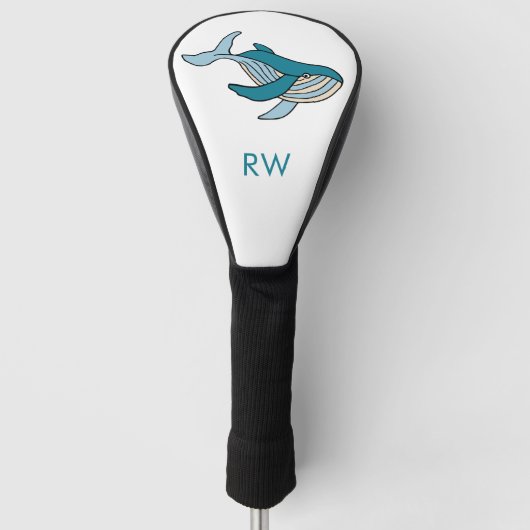 Blauwe Walvis Monogram Golfheadcover (Voorkant)