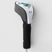 Blauwe Walvis Monogram  Golfheadcover (Schuin)