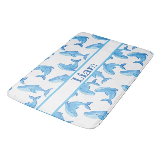 Blauwe walvis Naam Zee Beach Badmat (Gekanteld)