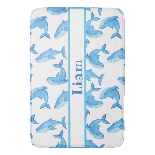 Blauwe walvis Naam Zee Beach Badmat (Voorkant Verticaal)