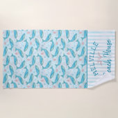 Blauwe walvis Nautical Beach House Personated Ocea Strandlaken (Voorkant)