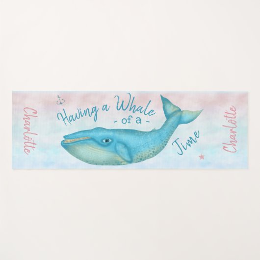 Blauwe walvis Nautical Beach Time Ocean Custom Nam Yogamat (Voorkant (horizontaal))