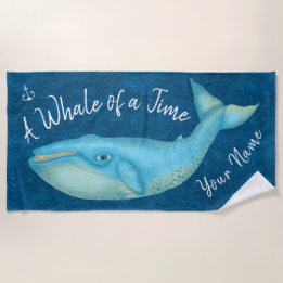 Blauwe walvis Nautical Beach Time Personalised Oce Strandlaken