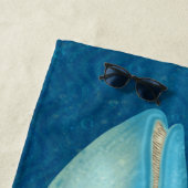 Blauwe walvis Nautical Beach Time Personalised Oce Strandlaken (In situ)