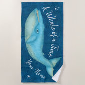 Blauwe walvis Nautical Beach Time Personalised Oce Strandlaken (Voorkant)