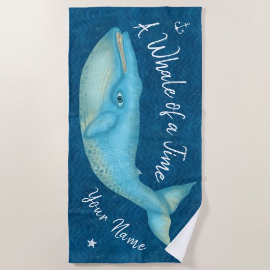 Blauwe walvis Nautical Beach Time Personalised Oce Strandlaken (Voorkant)