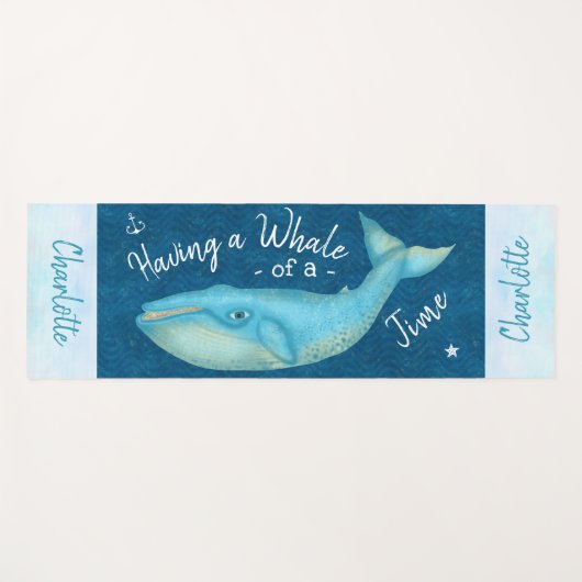 Blauwe walvis Nautical Beach Time Personalised Oce Yogamat (Voorkant (horizontaal))