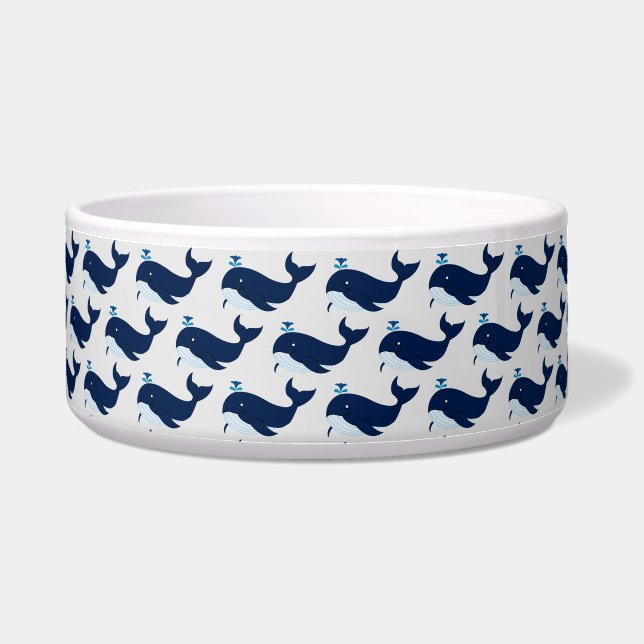 Blauwe walvis, Nautical Dog Voerbakje (Voorkant)