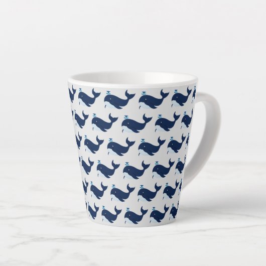 Blauwe walvis, Nautical Latte Mok (Rechterhoek)
