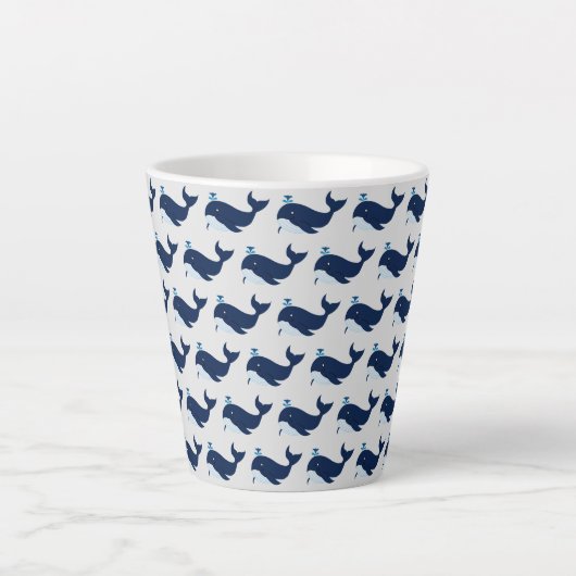 Blauwe walvis, Nautical Latte Mok (Voorkant)