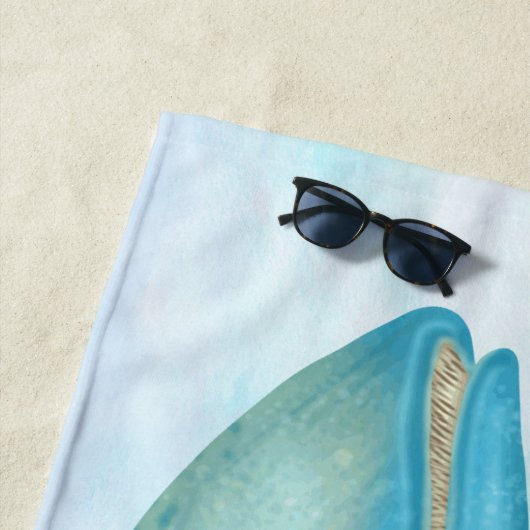 Blauwe walvis Nautical Ocean Beach Time Aangepaste Strandlaken (In situ)