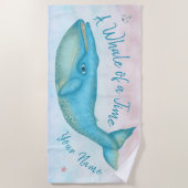Blauwe walvis Nautical Ocean Beach Time Aangepaste Strandlaken (Voorkant)