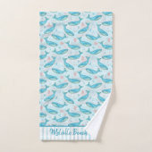 Blauwe walvis Nautical Ocean Shells | Aangepaste b Bad Handdoek (Handdoek)