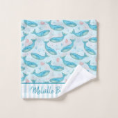 Blauwe walvis Nautical Ocean Shells | Aangepaste b Bad Handdoek (Wasdoekje)