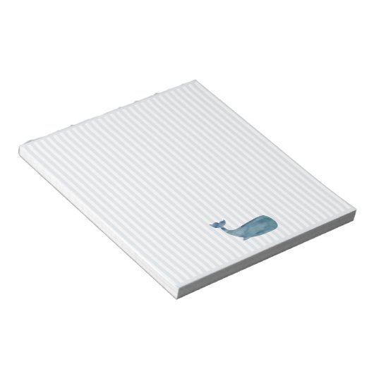 Blauwe walvis Nautical Stripe Notitieblok (Schuin)