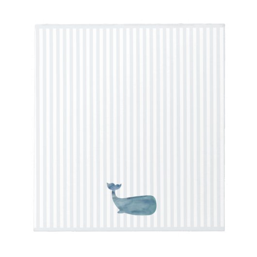 Blauwe walvis Nautical Stripe Notitieblok (Voorkant)
