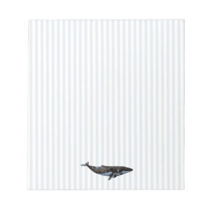 Blauwe walvis Nautical Stripe Notitieblok