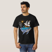 Blauwe walvis — Nautical Thema van scheepsgolven T-shirt (Voorkant volledig)