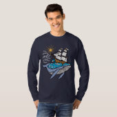Blauwe walvis — Nautical Thema van scheepsgolven T-shirt (Voorkant volledig)